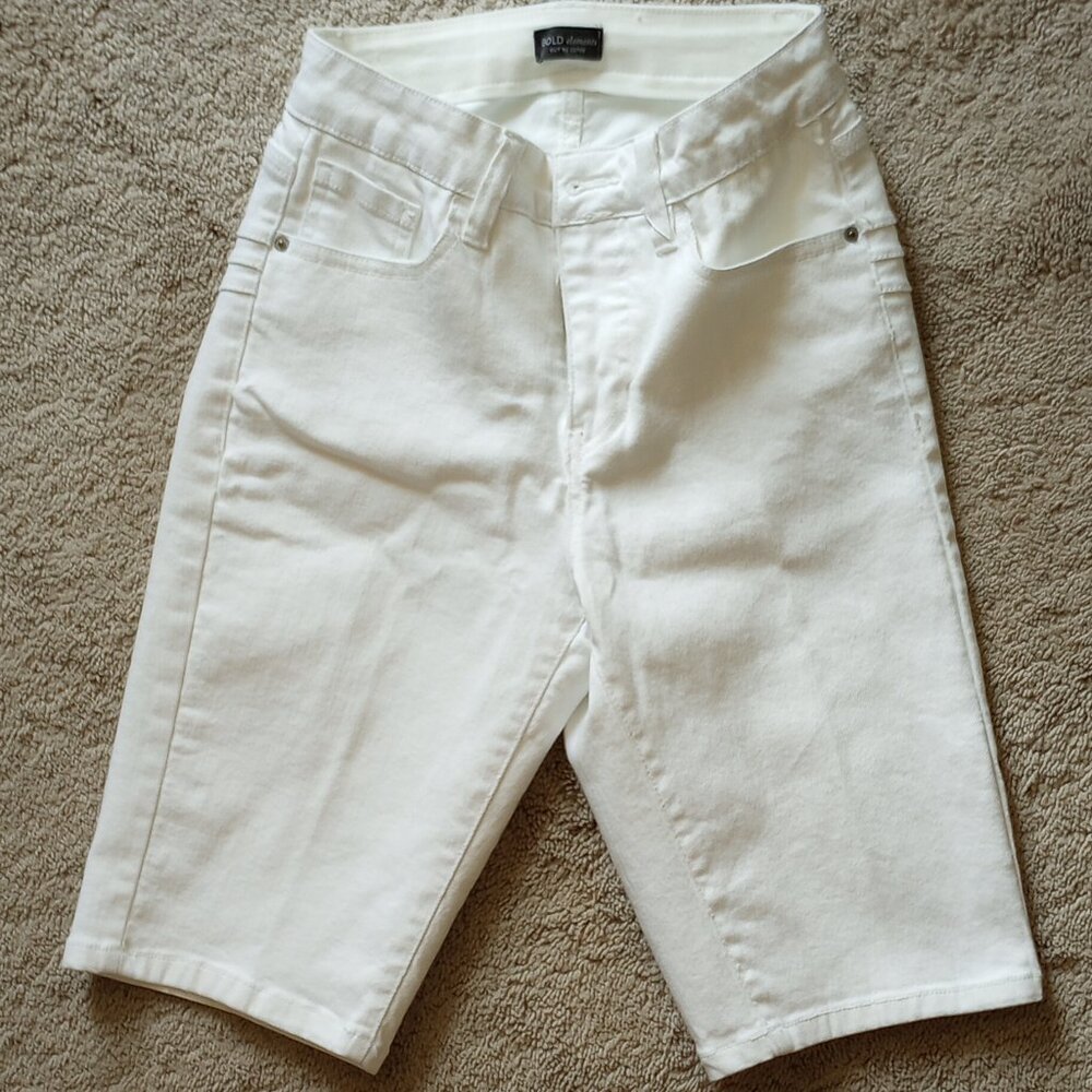 New white denim jean shorts